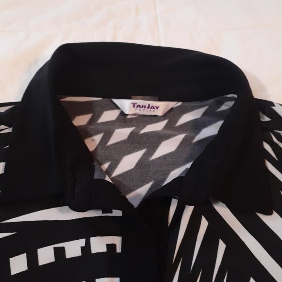 TanJay Blouse, size 8 petite, black and white - Picture 3 of 4